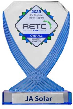 JA Solar Wins RETC Overall Highest Achiever Award for the Sixth Consecutive Year