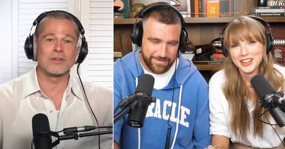 Taylor Swift Admits She Asked to Go on Boyfriend Travis Kelce's 'New Heights' Podcast 'Because Brad Pitt Did It'